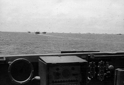 WWII pictures - beach landing seen from boat