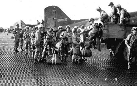 picture of paratroopers in Pacific getting ready for mission