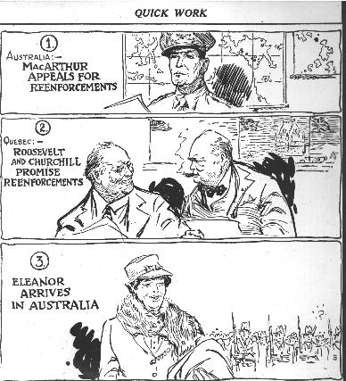 Cartoon of Eleanor Roosevelt's trip to Australia