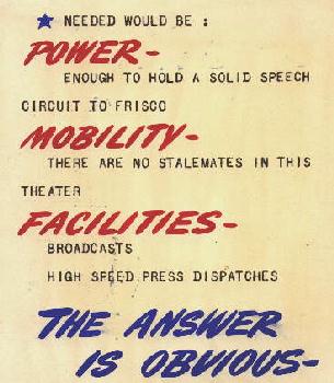 The WWII Signal Corps communications ship provides power to communication to San Franciso, mobility, and facilities for high speed press dispatches.